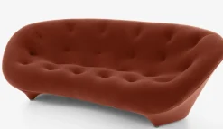 Sofa Ploum 3 Sitzer Hochlehner Stoff Gentle FR Rouille Rot Braun Gestell Stahl Füße Bezogen