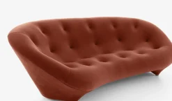 Sofa Ploum 3 Sitzer Hochlehner Stoff Gentle FR Rouille Rot Braun Gestell Stahl Füße Bezogen