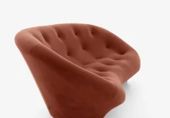 Sofa Ploum 3 Sitzer Hochlehner Stoff Gentle FR Rouille Rot Braun Gestell Stahl Füße Bezogen