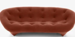 Sofa Ploum 3 Sitzer Hochlehner Stoff Gentle FR Rouille Rot Braun Gestell Stahl Füße Bezogen