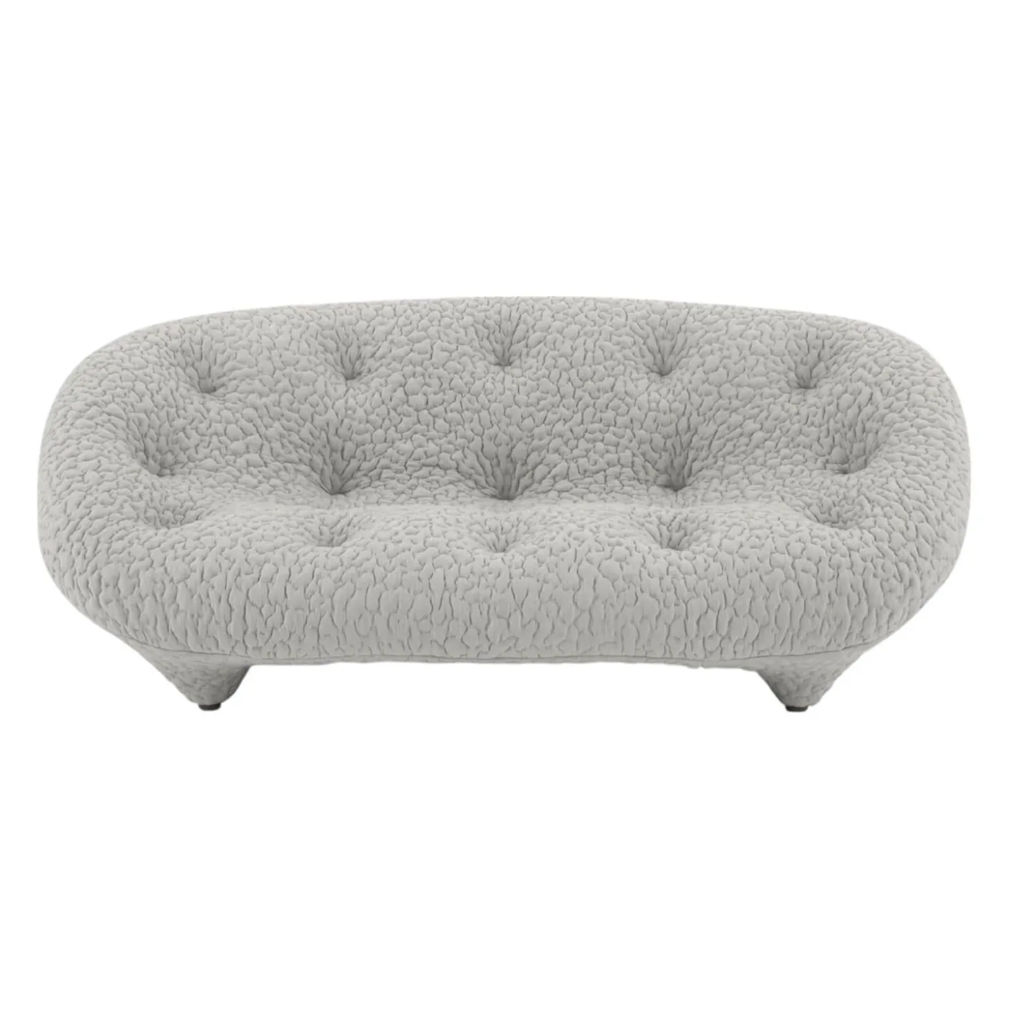 Sofa Ploum Großer 2 Sitzer Hochlehner Stretchstoff Moby FR Sable Grau Gestell Stahlrohr Füße Bezogen