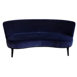 Sofa Polo Cocktail Nierenförmig Stoff City Velvet Reloaded CA7832/051 Blau Füße Massivholz Wengefarbig Gebeizt
