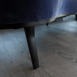 Sofa Polo Cocktail Nierenförmig Stoff City Velvet Reloaded CA7832/051 Blau Füße Massivholz Wengefarbig Gebeizt