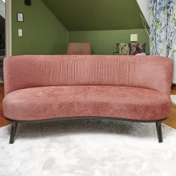 Sofa Polo Cocktail Stoff JAB Silas 1030 064 Rosa Gestell Esche Schwarz Gebeizt Mit Hocker