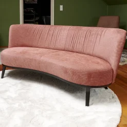 Sofa Polo Cocktail Stoff JAB Silas 1030 064 Rosa Gestell Esche Schwarz Gebeizt Mit Hocker