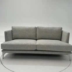Sofa Polo Living 2 80 Bezug Stoff Modena BW1761-282 Grau Füße Aus Edelstahl