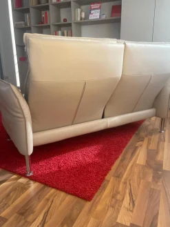 Sofa Porto Leder Pearl 42 Beige Weiß Füße 81 Hochglanz Inklusive Kissen