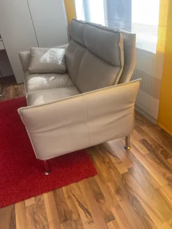 Sofa Porto Leder Pearl 42 Beige Weiß Füße 81 Hochglanz Inklusive Kissen