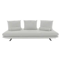 Sofa Prado 3 Sitzer T120 Stoff Alcantara A Pearl Grau Gestell Lack Schwarz