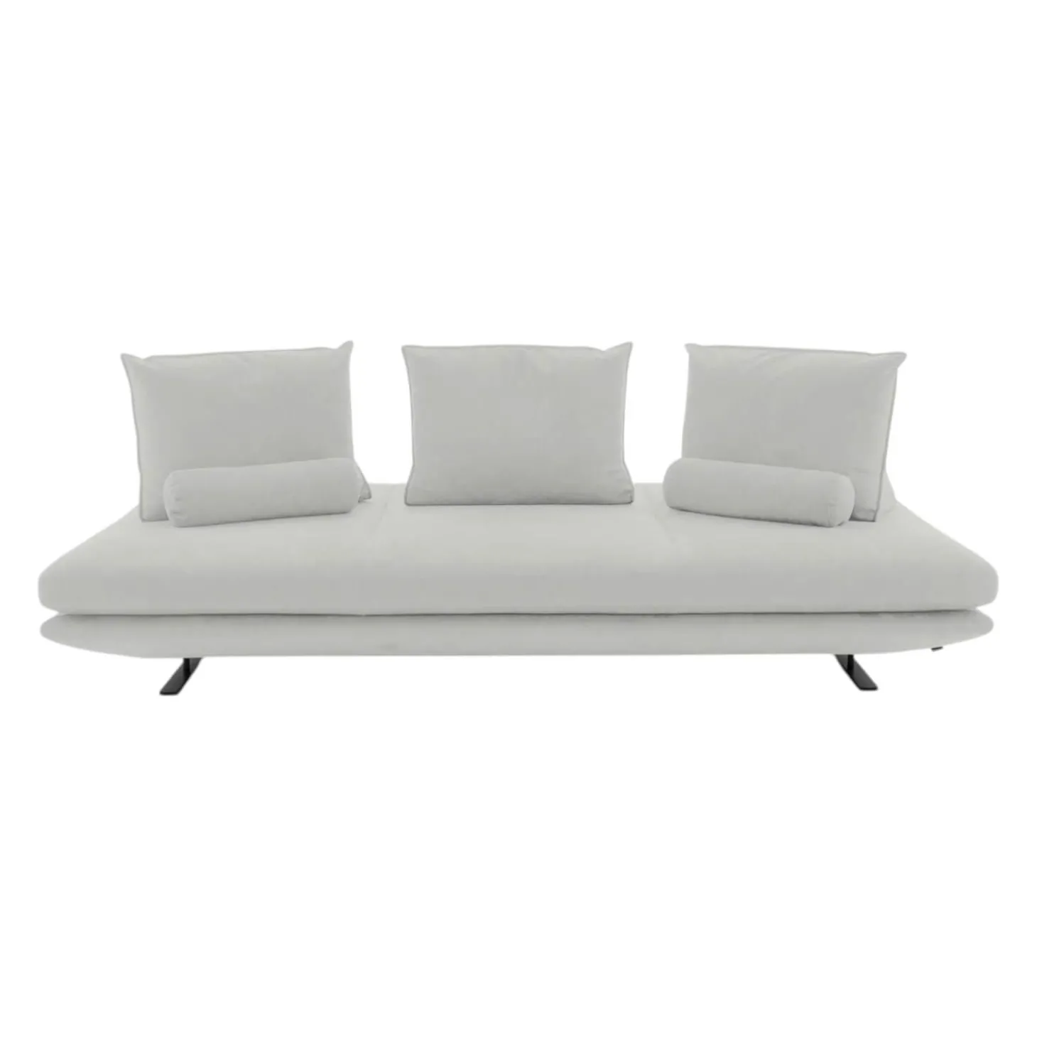 Sofa Prado 3 Sitzer T120 Stoff Alcantara A Pearl Grau Gestell Lack Schwarz