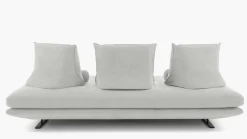 Sofa Prado 3 Sitzer T120 Stoff Alcantara A Pearl Grau Gestell Lack Schwarz