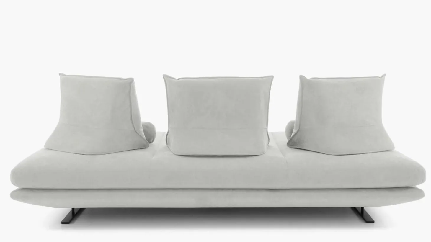 Sofa Prado 3 Sitzer T120 Stoff Alcantara A Pearl Grau Gestell Lack Schwarz