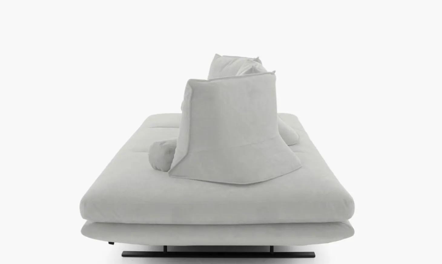 Sofa Prado 3 Sitzer T120 Stoff Alcantara A Pearl Grau Gestell Lack Schwarz