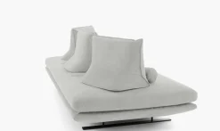 Sofa Prado 3 Sitzer T120 Stoff Alcantara A Pearl Grau Gestell Lack Schwarz