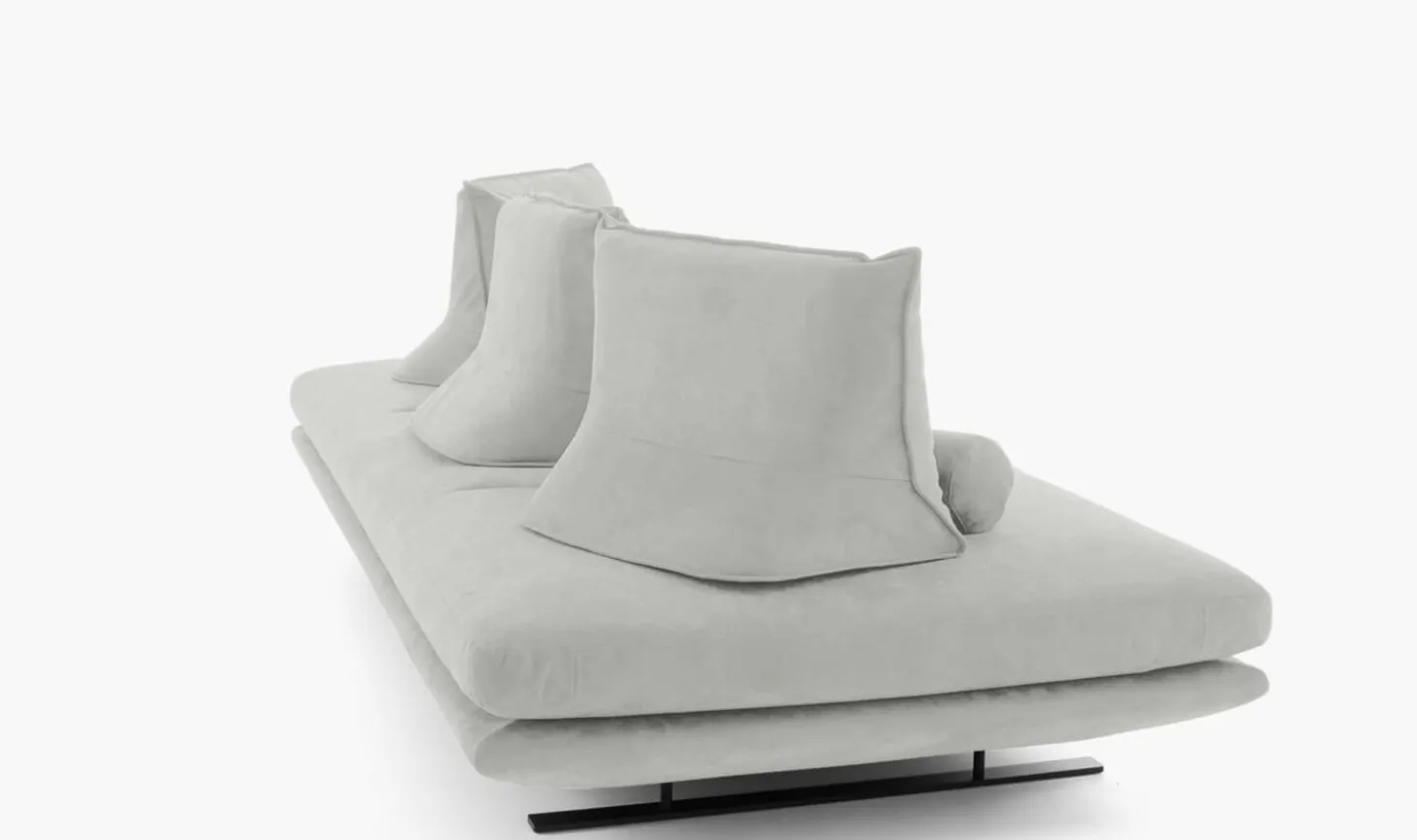 Sofa Prado 3 Sitzer T120 Stoff Alcantara A Pearl Grau Gestell Lack Schwarz