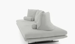 Sofa Prado 3 Sitzer T120 Stoff Alcantara A Pearl Grau Gestell Lack Schwarz