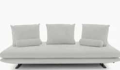 Sofa Prado 3 Sitzer T120 Stoff Alcantara A Pearl Grau Gestell Lack Schwarz