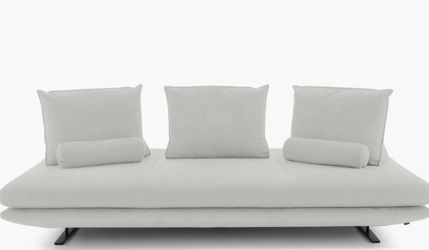 Sofa Prado 3 Sitzer T120 Stoff Alcantara A Pearl Grau Gestell Lack Schwarz