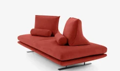 Sofa Prado Großer 2 Sitzer T120 Stoff Alcantara A Goya Red Rot Gestell Lack Schwarz
