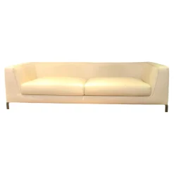 Sofa Ray Bezug Stoff Adria Ecru 2521102 Beige Füße Nickel Bronzefarben Lackiert Inklusive Kissen