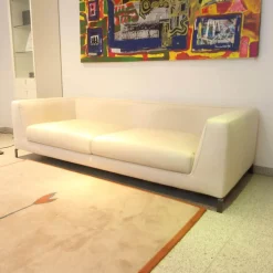 Sofa Ray Bezug Stoff Adria Ecru 2521102 Beige Füße Nickel Bronzefarben Lackiert Inklusive Kissen