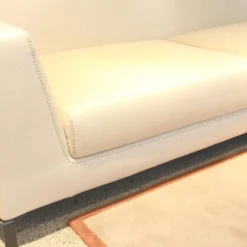 Sofa Ray Bezug Stoff Adria Ecru 2521102 Beige Füße Nickel Bronzefarben Lackiert Inklusive Kissen