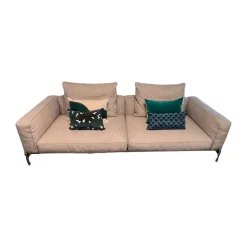 Sofa Remeo Stoff Helles Gemischtes Grau Inklusive Kissen Und Rolle