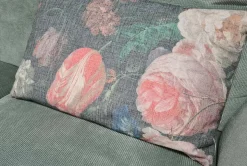 Sofa Rockfrog 0821 Stoff Manchester Jade Grün Untergestell Metall Schwarz mit motorischer Verstellfunktion