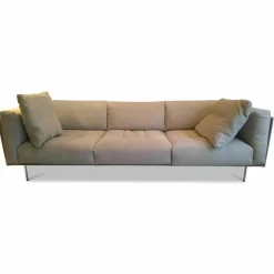 Sofa Rod 240 Leder Nubuk Brend Top 3 Beige mit 2 Kissen