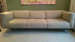 Sofa Rod 240 Leder Nubuk Brend Top 3 Beige mit 2 Kissen