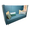 Sofa Room Art Stoff Lana Petrol Blau Fuß Aluminium Rund Inklusive 2 Spitzkissen