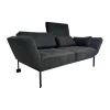 Sofa Roro Anilinleder Taron 5668 0099 Grau Schwarz Gestell Schwarz Mit Drehsitz Und Kissen