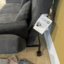 Sofa Roro Anilinleder Taron 5668 0099 Grau Schwarz Gestell Schwarz Mit Drehsitz Und Kissen