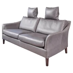 Sofa Saloni Leder Provence Schiefer Grau Mit 2 Nackenkissen