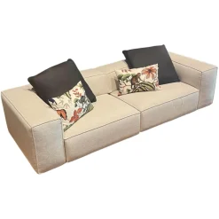 Sofa Season Bezug Sofa Stoff Idra 100 Bianco Crème Mit Zwei Lederkissen Leder Pelle Cougar.21
