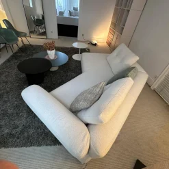 Sofa Sengu Bold 565 A2 Stoff L Look Bianco Beige Weiß Mit Halbinsel Links Und Rückenkissen