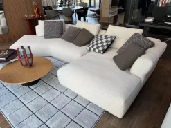 Sofa Sengu Bold Stoff Look Corda Grau Weiß ohne Dekokissen