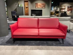 Sofa 2-Sitzer Waldkirchen R Leder 33 Longlife Soft Chianti Rot Gestell Metall Anthrazit Pulverbeschichtet