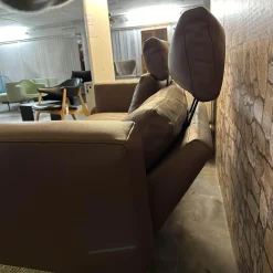 Sofa Smart Bezug Leder Rancho Tobacco Braun Flachstahlfuß Chrom Glanz Mit Schwenkbaren Armteilen