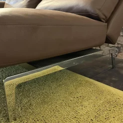 Sofa Smart Bezug Leder Rancho Tobacco Braun Flachstahlfuß Chrom Glanz Mit Schwenkbaren Armteilen