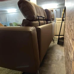 Sofa Smart Bezug Leder Rancho Tobacco Braun Flachstahlfuß Chrom Glanz Mit Schwenkbaren Armteilen