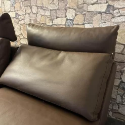 Sofa Smart Bezug Leder Rancho Tobacco Braun Flachstahlfuß Chrom Glanz Mit Schwenkbaren Armteilen