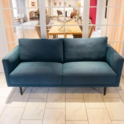 Sofa Sob 133/202 Stoff 4097 Grünblau Stahlfuß Massiv Schwarz