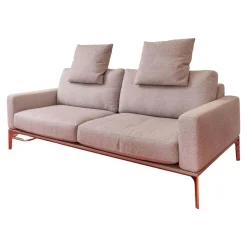 Sofa Spirit Bezug Mara 1763 181 Grau Chromfüße Und Holzsockel In Taupe mit 2 Kissen