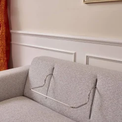 Sofa Spirit Bezug Mara 1763 181 Grau Chromfüße Und Holzsockel In Taupe mit 2 Kissen