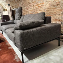 Sofa Spirit Stoff Carlucci True Soul 1570 024 Grau Blende Leder Provence Negro Schwarz Metallfuß Bronze Schwarz Mit Hocker