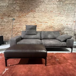 Sofa Spirit Stoff Carlucci True Soul 1570 024 Grau Blende Leder Provence Negro Schwarz Metallfuß Bronze Schwarz Mit Hocker