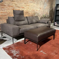 Sofa Spirit Stoff Carlucci True Soul 1570 024 Grau Blende Leder Provence Negro Schwarz Metallfuß Bronze Schwarz Mit Hocker