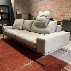 Sofa Spirit Stoff JAB Xantos 1 1362 093 Grau Gestell Platingrau Lackiert Metallfuß Chrom Mit Rückenverstellung Und Kissen