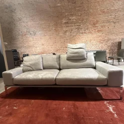 Sofa Spirit Stoff JAB Xantos 1 1362 093 Grau Gestell Platingrau Lackiert Metallfuß Chrom Mit Rückenverstellung Und Kissen